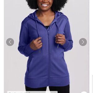 Woolx Ryann Hoodie Merino Blend Zip Pockets Purple Women XL Athleisure Gorpcore